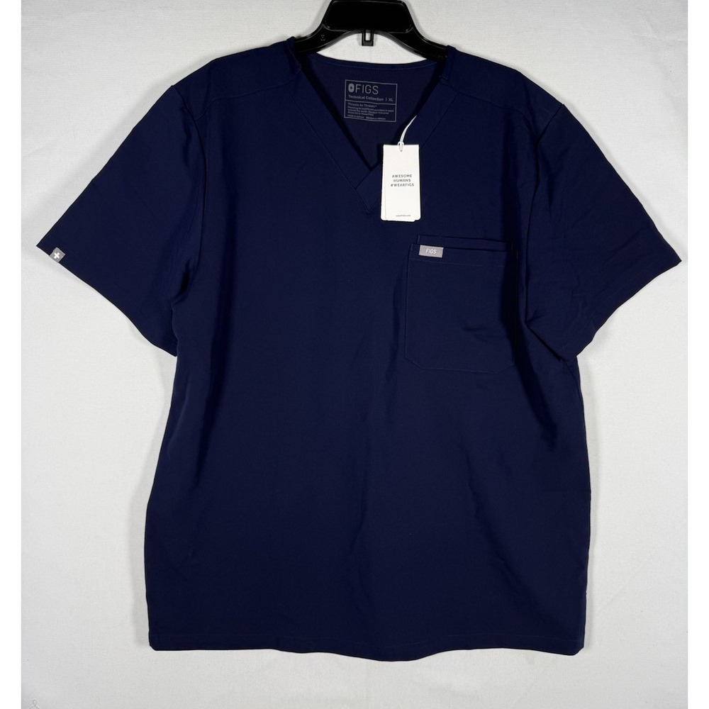 NWT Figs Leon Three Pocket Scrub Top Mens XL Navy Medical Style FM1500 PO#4009